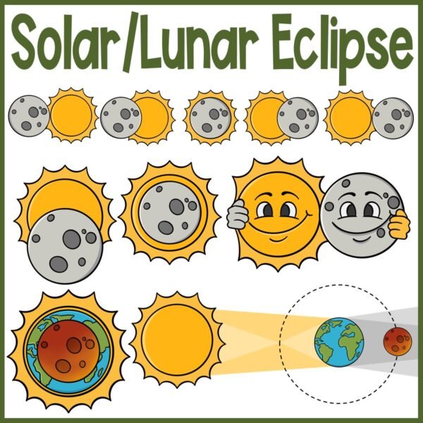 Astronomy Clip Art Bundle | Planets, Moon Phases, Solar and Lunar Eclipse - Image 7