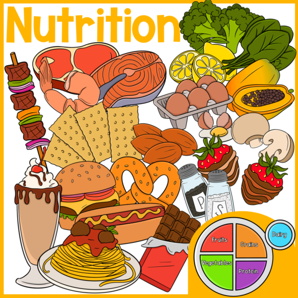 Nutrition | Food Groups - Clip Art Bundle | My Plate | Dairy, Protein, Grains