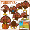 Turkeys Clip Art | Seasonal Thanksgiving