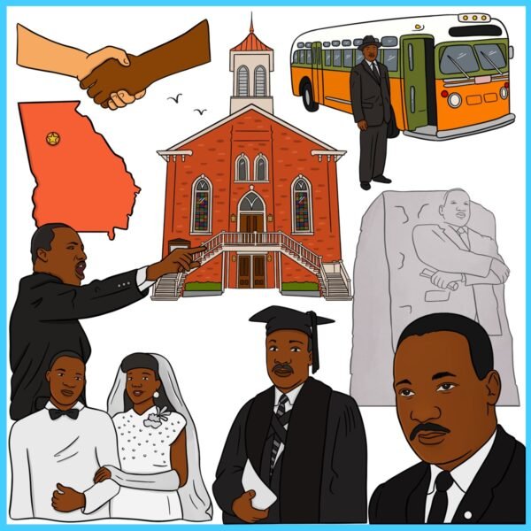 Martin Luther King Jr. Clip Art | March On Washington, Church, Georgia Map - Image 2